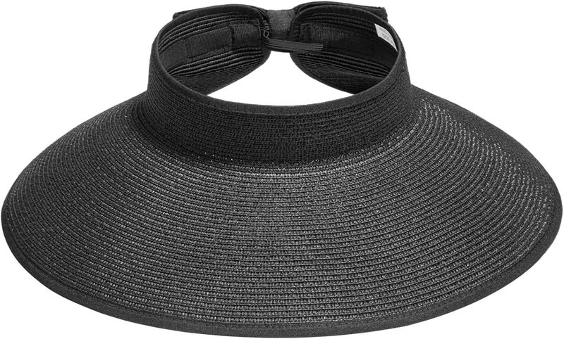 Simplicity Sun Hats for Women Fashionable Womens Wide Brim Hat Roll-up Straw Sun Visor Hat - Image 1