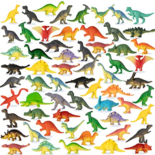 OuMuaMua Dinosaur Toys Plastic Mini Dinosaurs Figures Toys Set Dinosaur Birthday Party Favors Dinsaur Cupcake Toppers for Kids and Boys 78 Pcs Upgrade Dinosaurs - Image 1