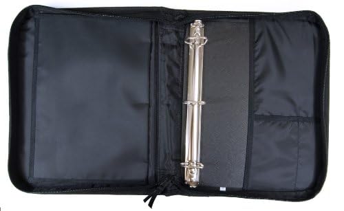 Top Flight Titanium Zipper Binder with 1.5 Inch Slant D-Rings, Foldout Pouch, CD Carrier and Interior File Pocket, 13.5 x 11 Inches, 1 Binder, Black/Red (4511491) - Image 3