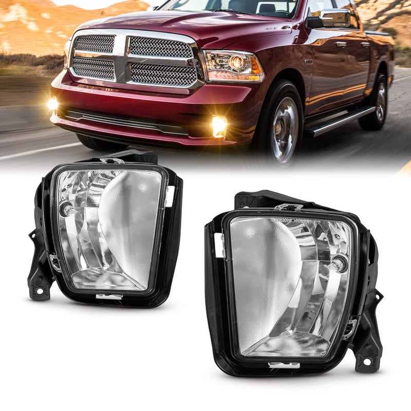 WEZEMLIGHT Fog Light Lamp Assembly For 2013 2014 2015 2016 2017 2018 Dodge Ram 1500 with 9006 12V 55W Halogen Bulbs Included Switch And Wiring Kit