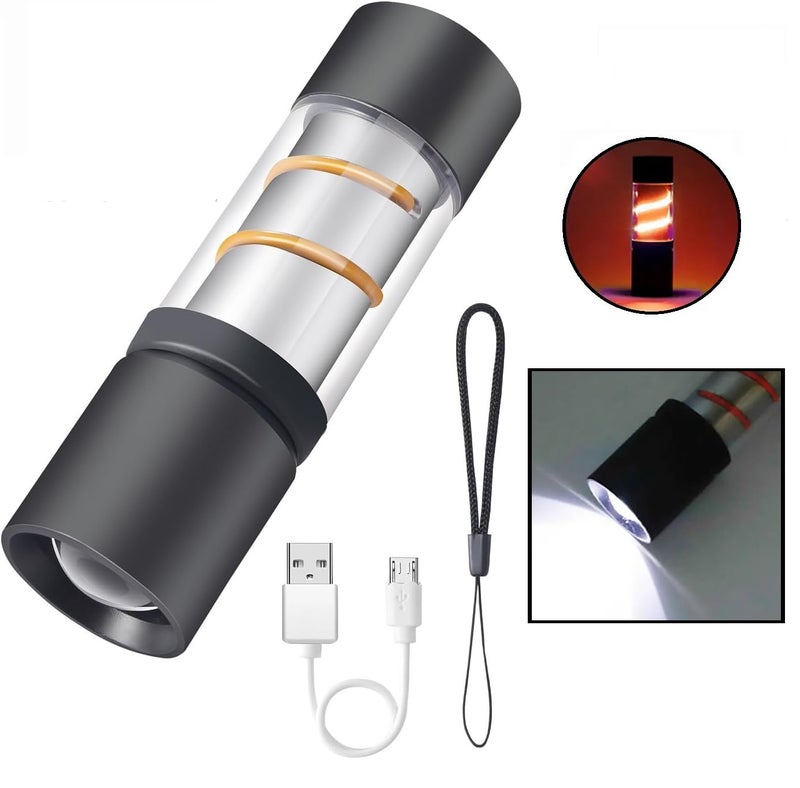 ZURATO Multifunctional Rechargeable Camping Hiking Travelling Torch Lights Latern, Mini Pocket Flashlights Waterproof Outdoor Atmospheres Lights (Small: 2.8 * 9.5 cm) - Image 3