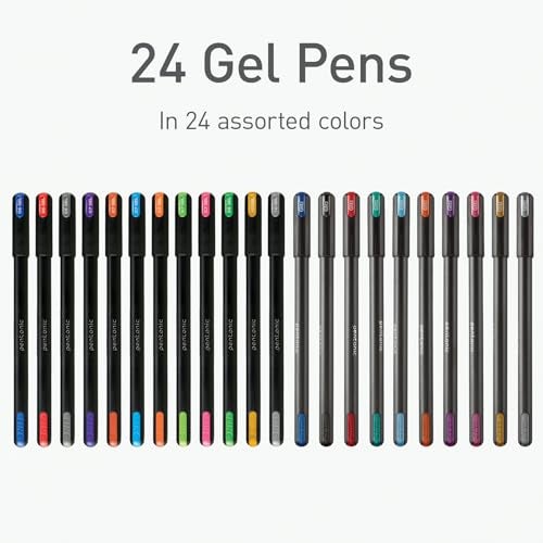 Pentonic Gel Pens, 24 Count, Mixed Pack (12 Assorted Color Pens, 12 Glitter Pens), Medium & Fine Point, Smooth Writing For Journaling (1002355) - Image 3
