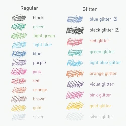 Pentonic Gel Pens, 24 Count, Mixed Pack (12 Assorted Color Pens, 12 Glitter Pens), Medium & Fine Point, Smooth Writing For Journaling (1002355) - Image 4