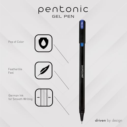 Pentonic Gel Pens, 24 Count, Mixed Pack (12 Assorted Color Pens, 12 Glitter Pens), Medium & Fine Point, Smooth Writing For Journaling (1002355) - Image 2