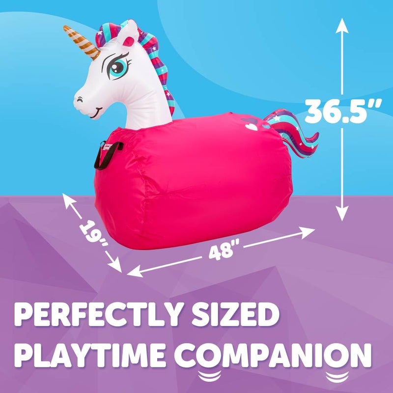 Waddle Large Inflatable Bouncy Hopper - Ride On, Indoor, Outdoor Toys, Bouncy Horse, Toys for Girls and Boys, Durable, Unicorn Toys for Girls, Kids, Adult Toys, Up to 250lbs, Ages 5 and Up (Unicorn) - Image 2