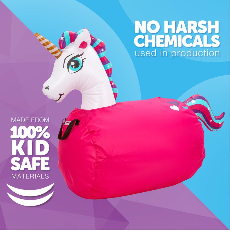 Waddle Large Inflatable Bouncy Hopper - Ride On, Indoor, Outdoor Toys, Bouncy Horse, Toys for Girls and Boys, Durable, Unicorn Toys for Girls, Kids, Adult Toys, Up to 250lbs, Ages 5 and Up (Unicorn) - Image 5