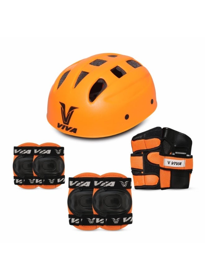 Viva Protective Set Skating, Cycling, Multi Sport Skating Guard Combo - Orange, Senior - Image 1