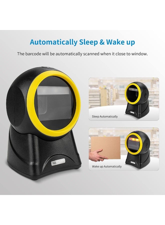 NETUM 1D 2D Desktop Barcode Scanner Omnidirectional Hands-Free QR Barcode Reader Capture Barcodes from Screen, Automatic Image Sensing for Supermarket Library Retail Store - Image 2
