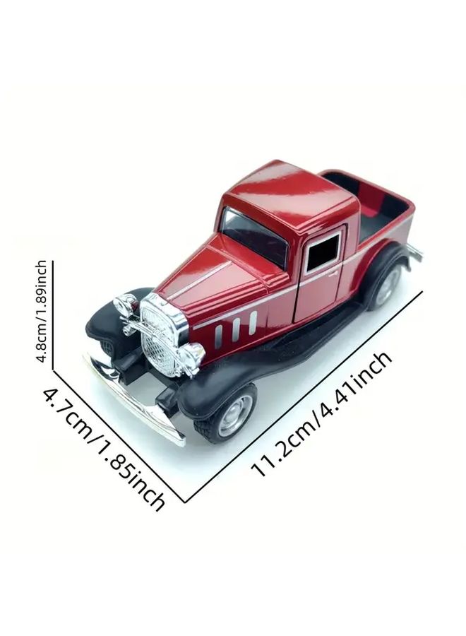 Yellow Die Cast Metal Retro Pickup Truck Pull Back Toy Car 4 7 Inch Collectible - Image 1