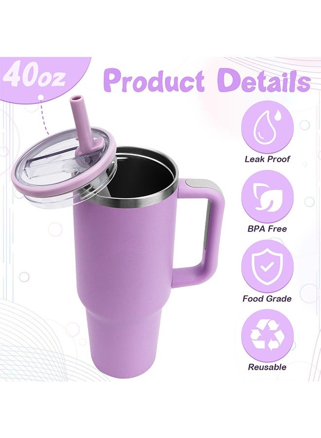 2 Pack Leakproof Lid with Seal Ring compatible with 40oz Stanley Quencher,10cm Diameter Transparent Cover for Tumbler Flip Straw Lid Replacement (Purple, 40 OZ)  - Image 2