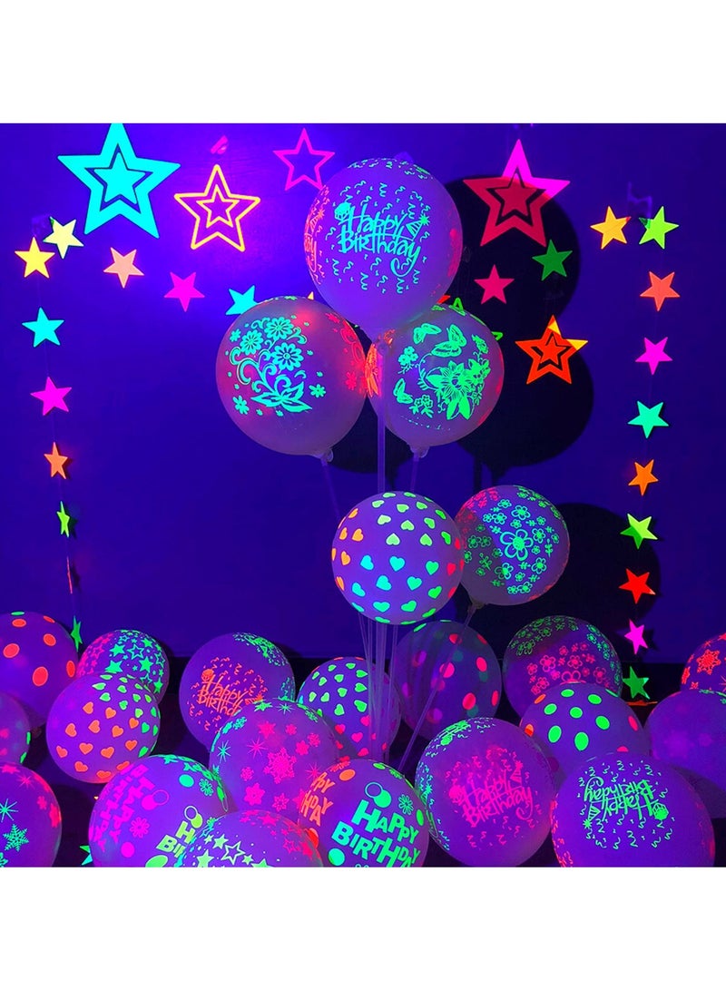 SOLARAE Glow in the Dark Party Balloons - 100 Count Neon Balloons for Kids and Adults Birthday Decorations, 12 inch - Image 5