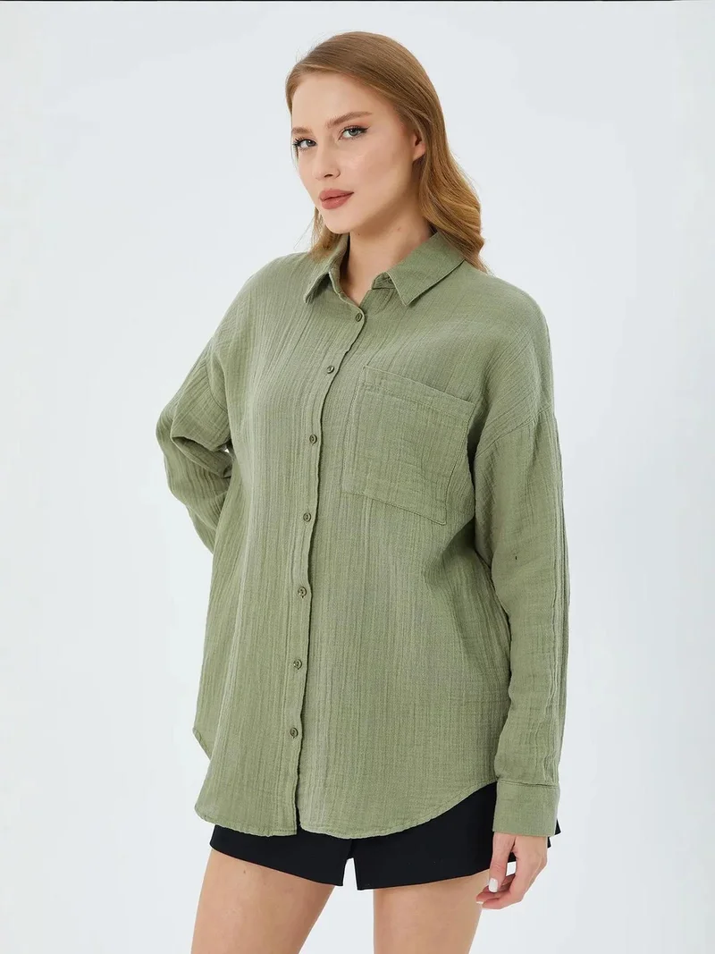 MixRay Mixray Oversize Shirt with Pocket Detail