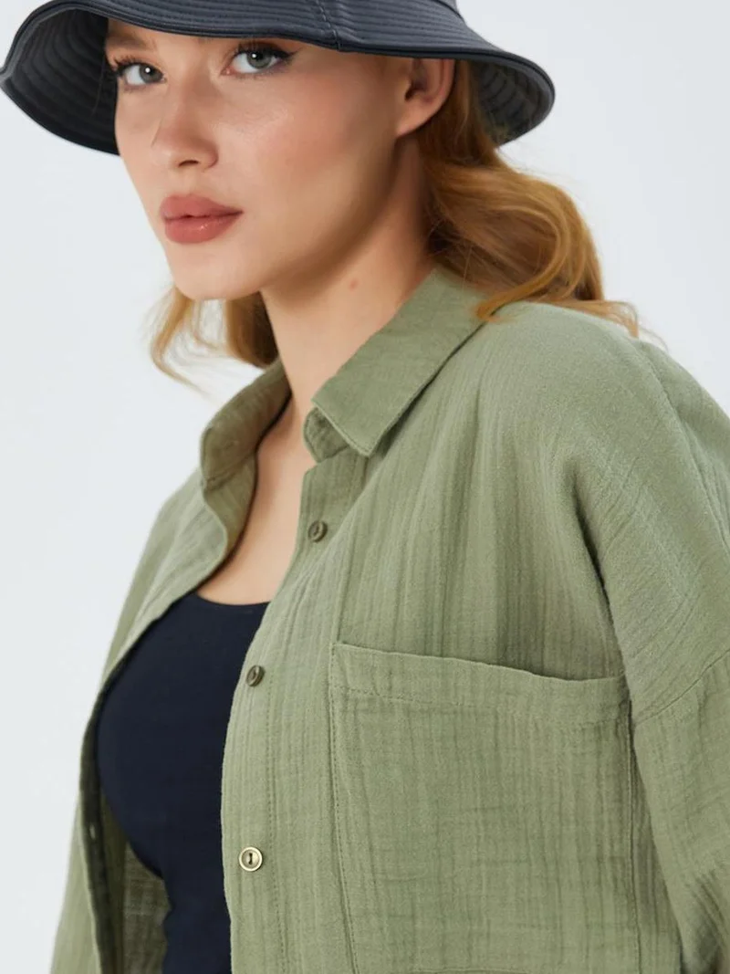 MixRay Mixray Oversize Shirt with Pocket Detail
