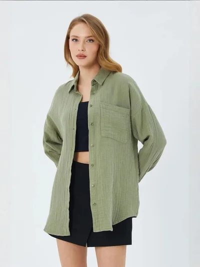 MixRay Mixray Oversize Shirt with Pocket Detail