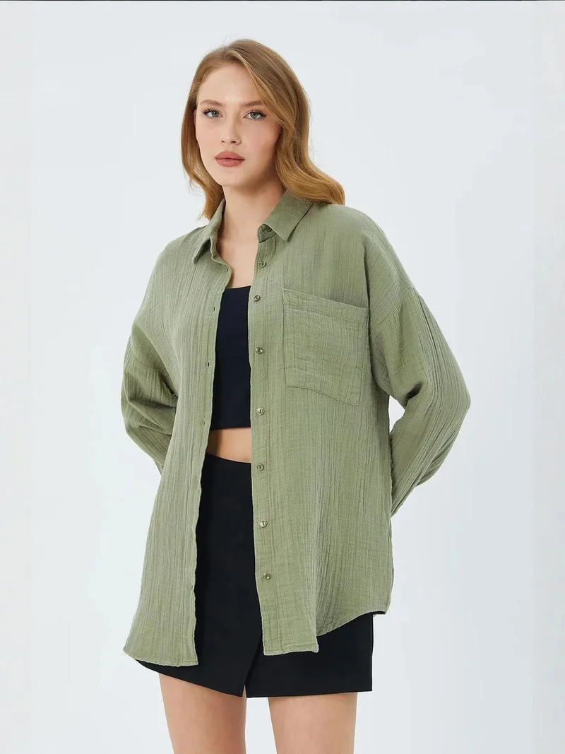 MixRay Mixray Oversize Shirt with Pocket Detail