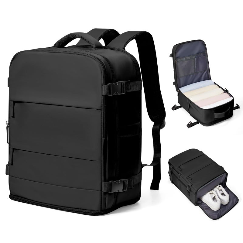 coowoz Travel Backpack Carry On for Women Man Gym Backpack with Laptop Compartment Mochila de Viaje Teacher Personal Item Backpacks Rucksack Airplane Accessories Must Haves,Black Small - Image 1