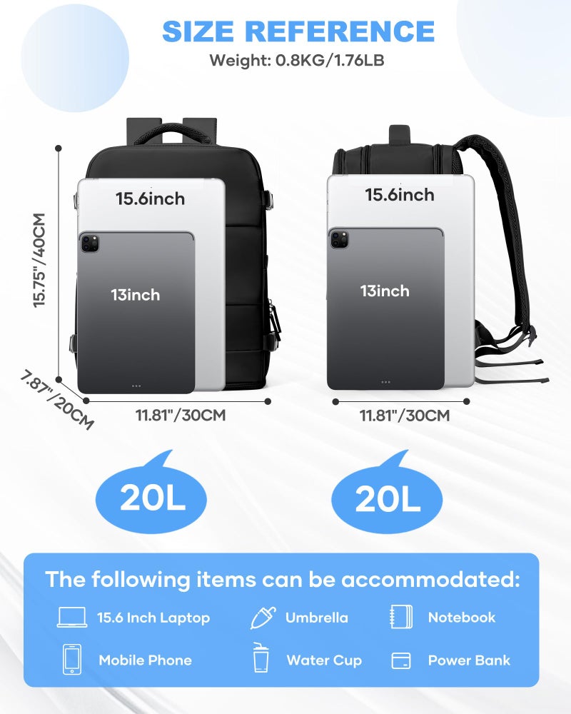 coowoz Travel Backpack Carry On for Women Man Gym Backpack with Laptop Compartment Mochila de Viaje Teacher Personal Item Backpacks Rucksack Airplane Accessories Must Haves,Black Small - Image 3