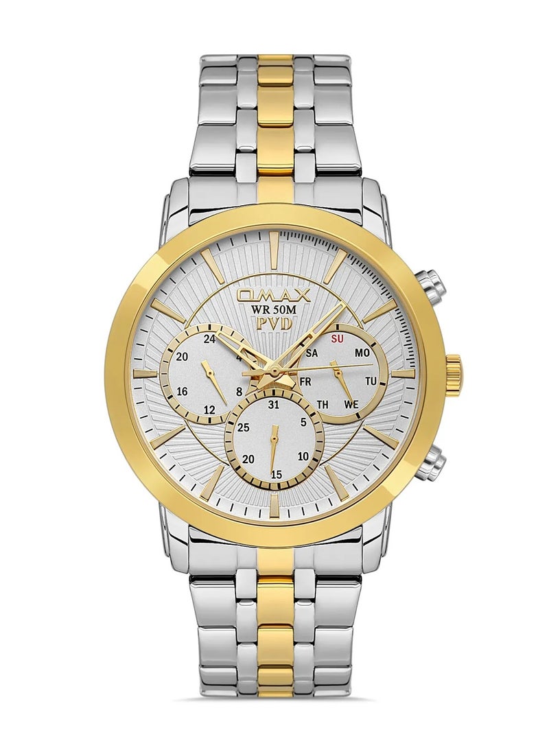 OMAX - Omax Men's Silver Luxury Wrist Watch, Watches for Men, Stainless Watches, Silver Steel Band, Chronograph Dial, Waterproof Watch, 1 Year Warranty - Image 1