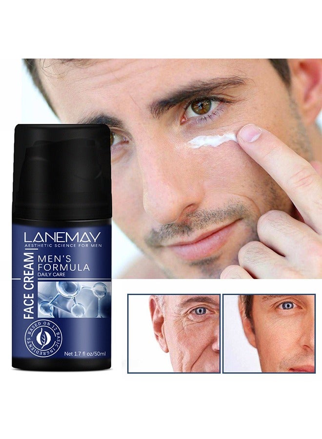 لينماي كريم الوجه للرجال, كريم مضاد للشيخوخة والتجاعيد للرجال مع الكولاجين، حمض الهيالورونيك، فيتامين ه، مزيل البقع الداكنة للرجال وعلاج كيس العين (50 مل) - Image 1