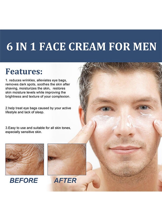 لينماي كريم الوجه للرجال, كريم مضاد للشيخوخة والتجاعيد للرجال مع الكولاجين، حمض الهيالورونيك، فيتامين ه، مزيل البقع الداكنة للرجال وعلاج كيس العين (50 مل) - Image 2
