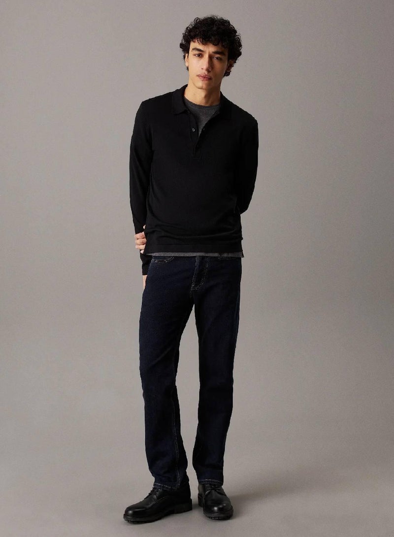 CALVIN KLEIN Merino Silk Polo Jumper - Image 4