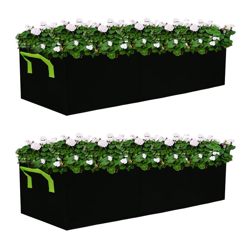 Auroal Auroal Plant Grow Bags 2 Pack Fabric Raised Planting Bads 3 Holes Rectangle Grow Bag 15 Gallon Breathable Potato Tomato Planter Pots for Outdoor Vegetables Plant FlowersBlack