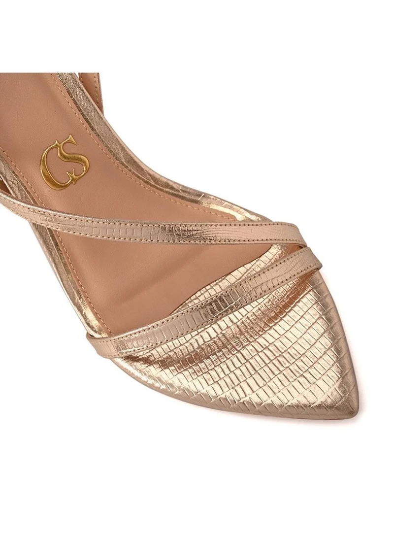 Carmen Steffens  Golden Leaf Toe and Comma Heel Sandal for Women | Best Price UAE