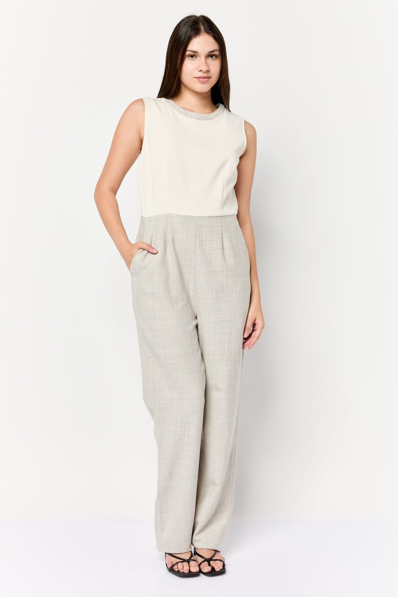 Harmont & Blaine Women Chambray Sleeveless Jumpsuit, Grey - Image 1