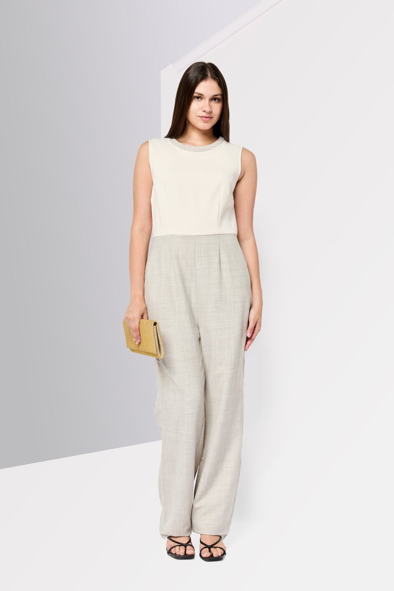 Harmont & Blaine Women Chambray Sleeveless Jumpsuit, Grey - Image 3