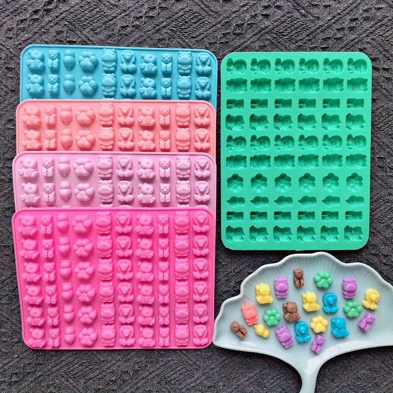 1pc Random Color 60 Cavity Multi Style Animal Shaped Silicone Mold For Chocolate Fondant Candy Pudding Dessert Cake Decoration - Image 1
