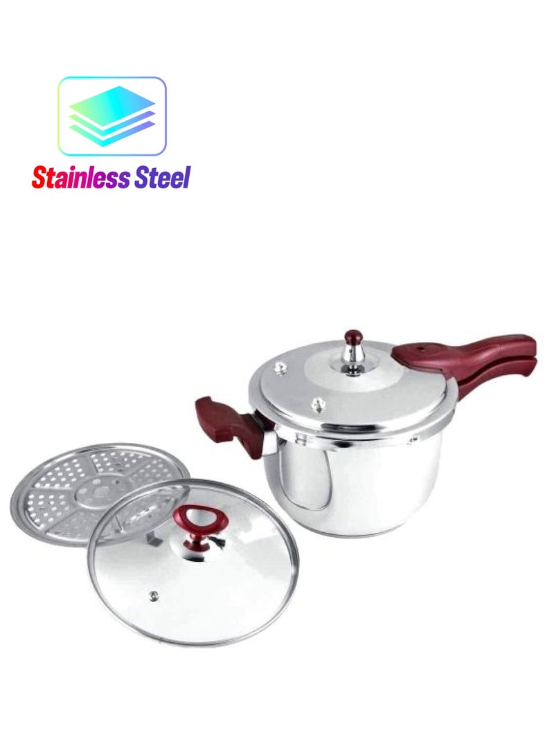 Stainless Steel Pressure Cooker Red 9Liters