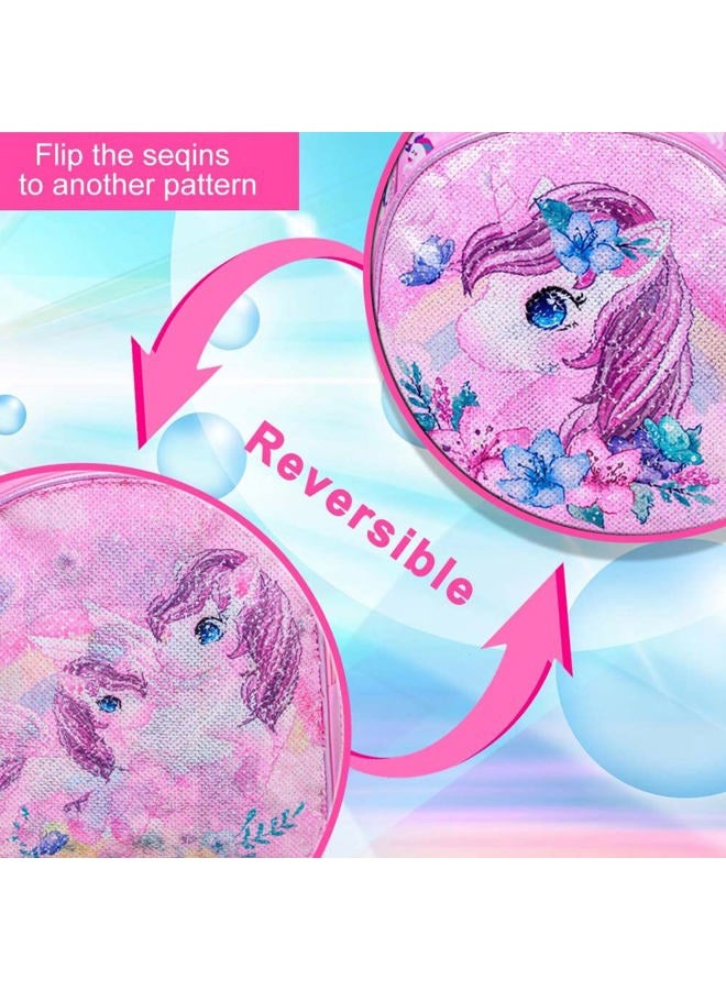 KLFVB 3PCS Unicorn Mermaid School Bag Backpack for Girls, 16" Sequin Kids Bookbag and Lunch Box, Preschool Backpacks for Elementary Students, Unicorn Pink, One Size, Laptop - Image 2