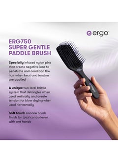 ERGO Ergo Super Gentle Mini Paddle Brush for Blow Drying - Hair Brushes for Women with Thick or Thin Hair - Dual Hairbrush for Women - Detangler Hair Brush - Gently Detangles Curly or Wet Hair - ERG750  - Image 3
