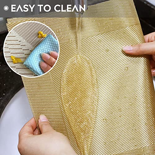 Baskety Kitchen PVC Place Mats Heat-Resistant, Non-Slip, Washable Dining Table Mats (Gold, Set of 4) - Image 4