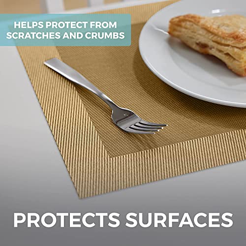 Baskety Kitchen PVC Place Mats Heat-Resistant, Non-Slip, Washable Dining Table Mats (Gold, Set of 4) - Image 5
