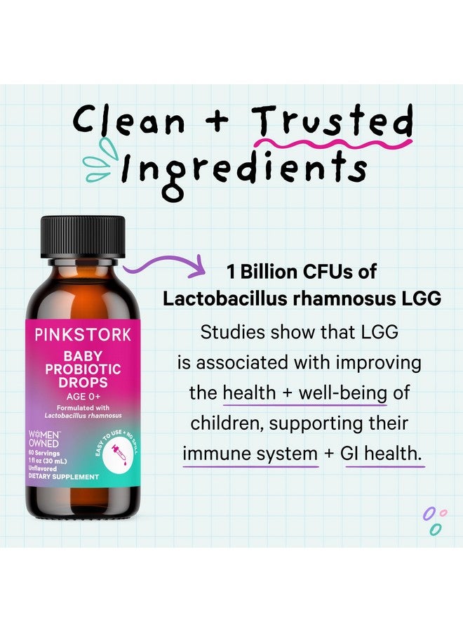 بينك ستروك قطرات بروبيوتيك للأطفال من بينك ستورك، بروبيوتيك للأطفال حديثي الولادة والرضع والأطفال الصغار للمساعدة في الهضم ودعم الإمساك، أساسيات حديثي الولادة - 1 أونصة سائلة، كمية تكفي شهرين - Image 2