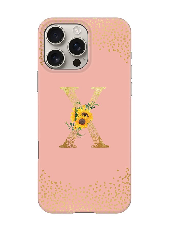 Stylizedd For iPhone 16 Pro Max,Case, [Compatible with MagSafe] Magnetic cover Slim fit Protection Matte, - Custom Floral Monogram - X  (Rose Pink )  - Image 1