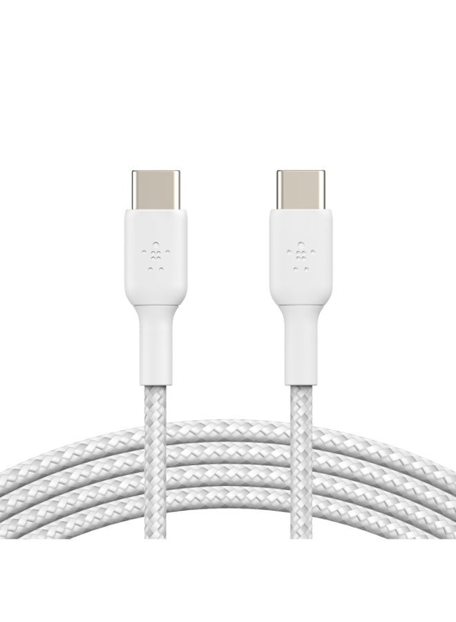 belkin BoostCharge braided USB C to fast charger cable, USB type C charger cable fast charging for iPhone 16, 15, Samsung Galaxy S24, S23, Pixel, iPad, MacBook, Nintendo and more - 2m, 2pack, White White - Image 2