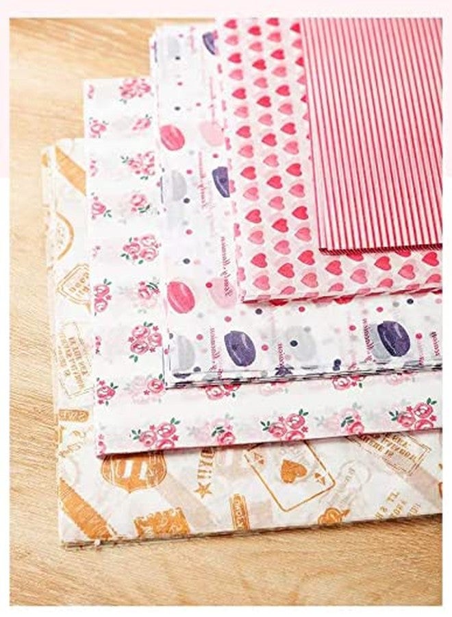 Suiwen 150pcs Spring Floral Wax Paper Sheets Sandwich Wrapping Paper, Greaseproof Wrap Paper Parchment Air Fryer Disposable Liner Food Basket Liners for Outdoor Picnic (Rose) - Image 3