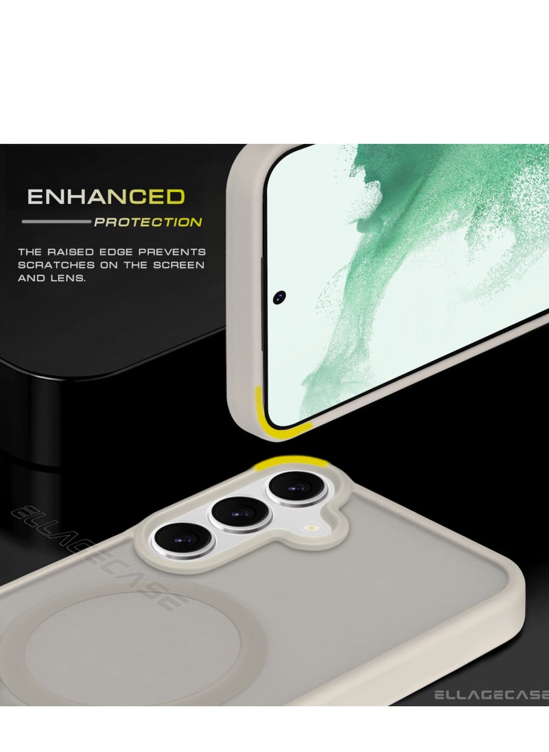 ELLAGECASE - White Stylish Case for Samsung Galaxy S23 FE, Solid Camera Protection, Shockproof, Enhanced Protection, Compatible with MagSafe and Wireless Charging - Image 1
