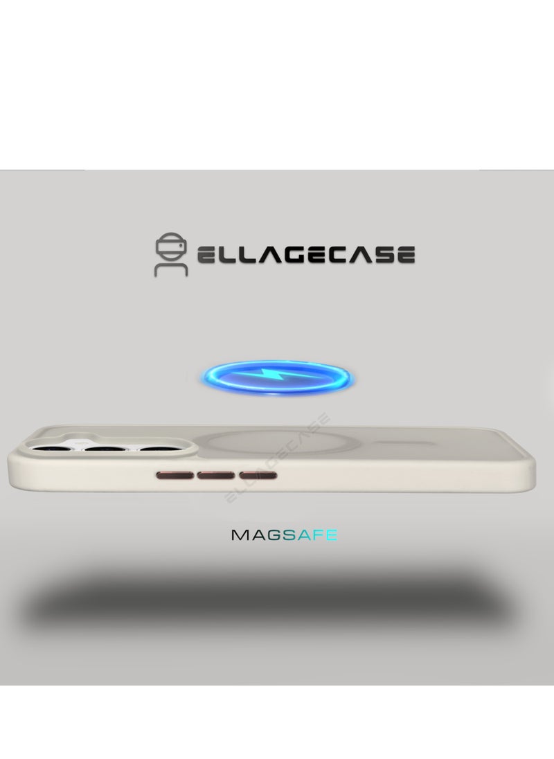 ELLAGECASE - White Stylish Case for Samsung Galaxy S23 FE, Solid Camera Protection, Shockproof, Enhanced Protection, Compatible with MagSafe and Wireless Charging - Image 1