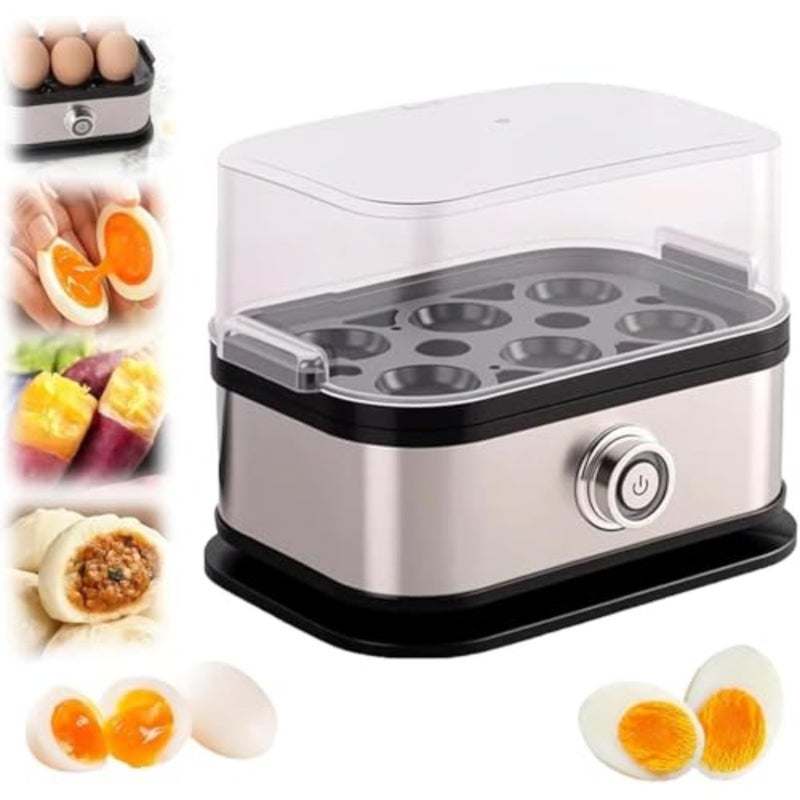 Kitchen stainless steel rapid electric egg boiler for soft/medium/hard boiled eggs, vegetables, dumplings 6-egg capacity, silver - Image 1