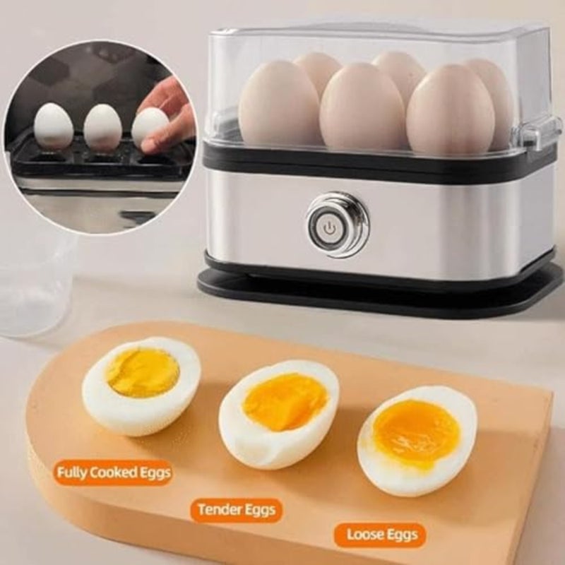 Kitchen stainless steel rapid electric egg boiler for soft/medium/hard boiled eggs, vegetables, dumplings 6-egg capacity, silver - Image 3