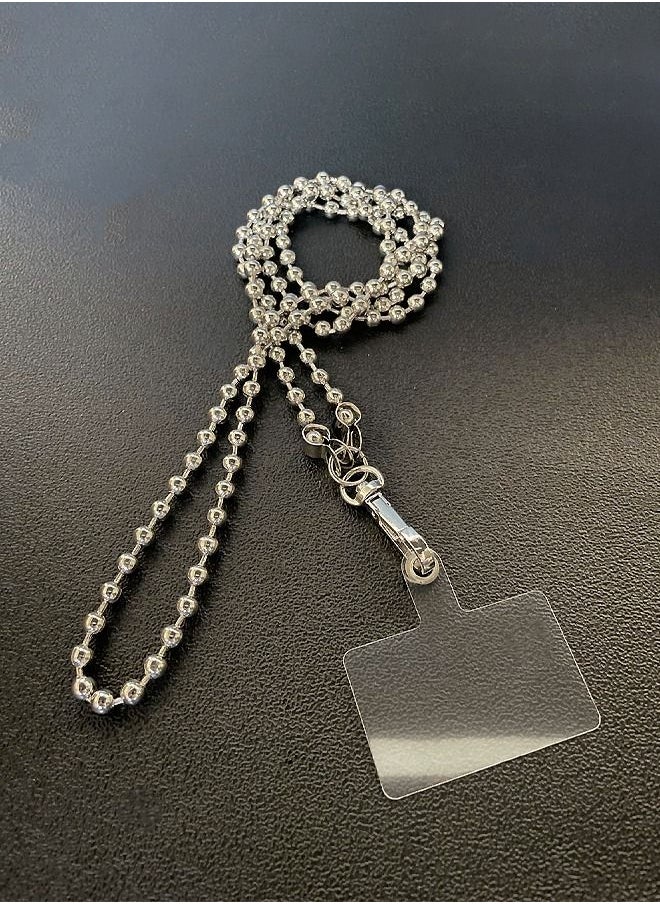 WooFree - Phone Lanyard Crossbody Neck Strap Silver Bead - Image 1