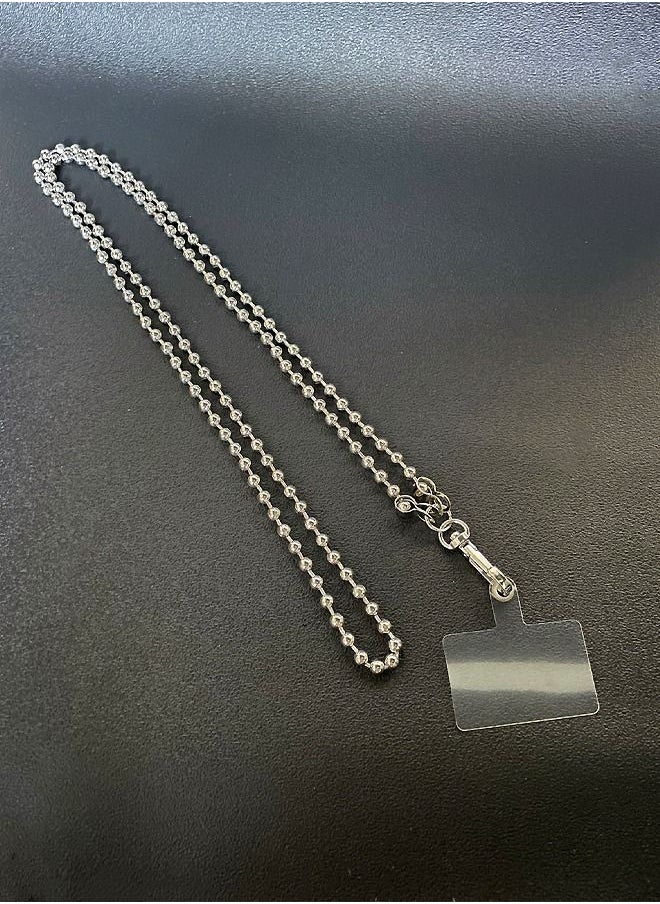 WooFree - Phone Lanyard Crossbody Neck Strap Silver Bead - Image 1