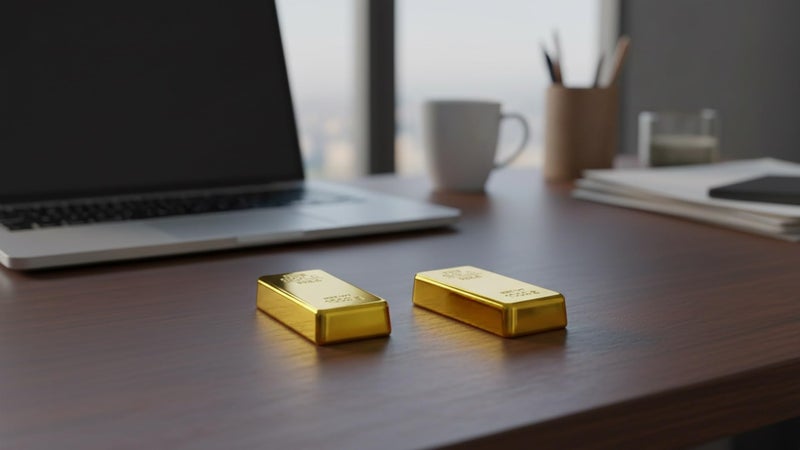Awestuffs Glittering 24K Gold Finish Metal Bar Paper Weight for Home Office Use & Corporate Gift (2) - Image 3