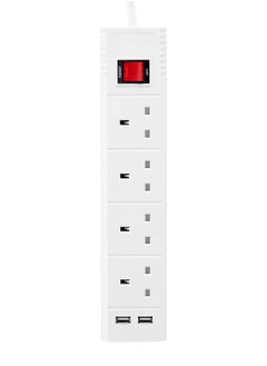 LAWAZIM Heavy duty 4 Way Extension Cable with on/off buttons & 2 USB Port | 3 Meters | 2990W  - Image 2