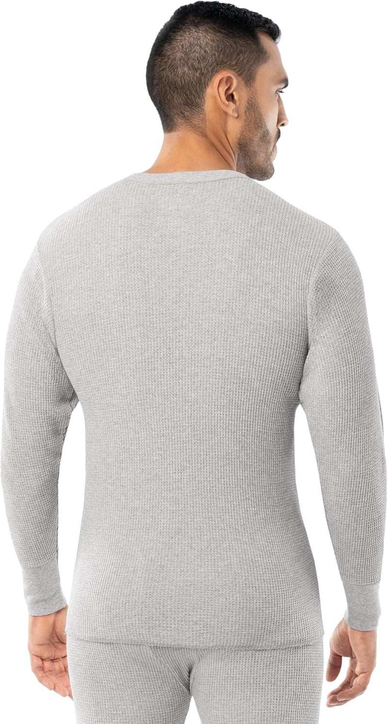 Indera Men's Heavyweight Cotton Waffle Long Johns Thermal Undershirt - Heather Grey - Image 2