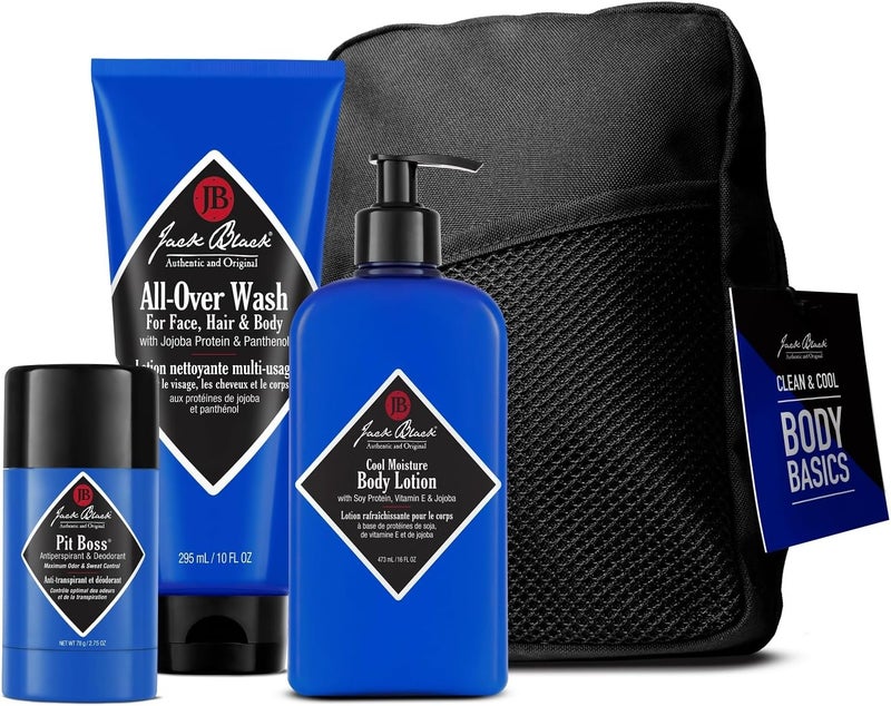 Jack Black Clean & Cool Body Basics Set - All-Over Wash, Pit Boss Deodorant, and Cool Moisture Body Lotion - Image 1