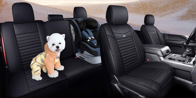 Aierxuan Rear Seat Covers for Ford F150 Crew Cab Regular Cab 2009-2025, F250 F350 F450 2017-2025 (Rear Seat/Black) - Image 2